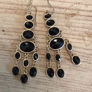 Black stone chandelier earrings